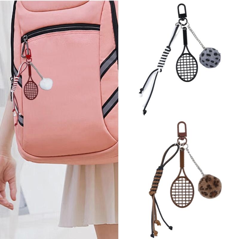 Creative Plush Bag Pendant Ball Racket Bag Charm Keychain Accessory for Fashionable Adults and Sports Enthusiasts
