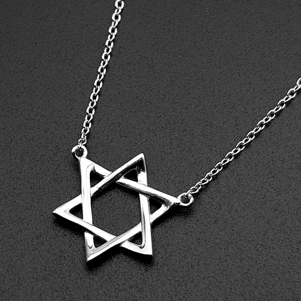 Luxury Hollow 925 Sterling Silver Je Star of David Pendant Necklace for Women Girl Charms Choker Chain Israel Jewelry Gift