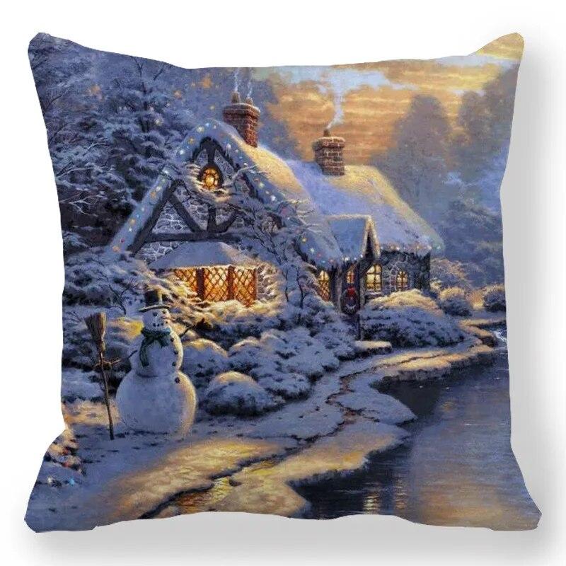 

Украшение дома, рождественская декоративная полиэфирная подушка с принтом, подушка, наволочка, подходит для спальни, гостиной 40x40cm
