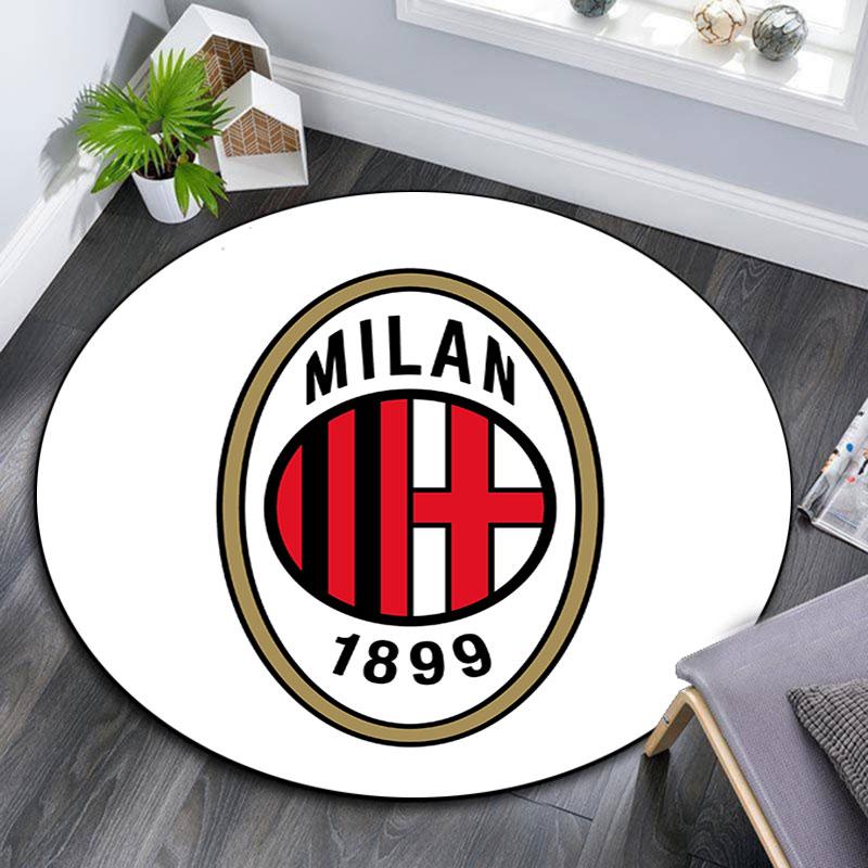 Tappeto Rotondo Stampato AC Milan, Tappeto Circolare Lavabile Antiscivolo per Soggiorno Camera da Letto Sala Giochi, Decorazione per Tifosi Sportivi, Regalo per Feste Compleanni