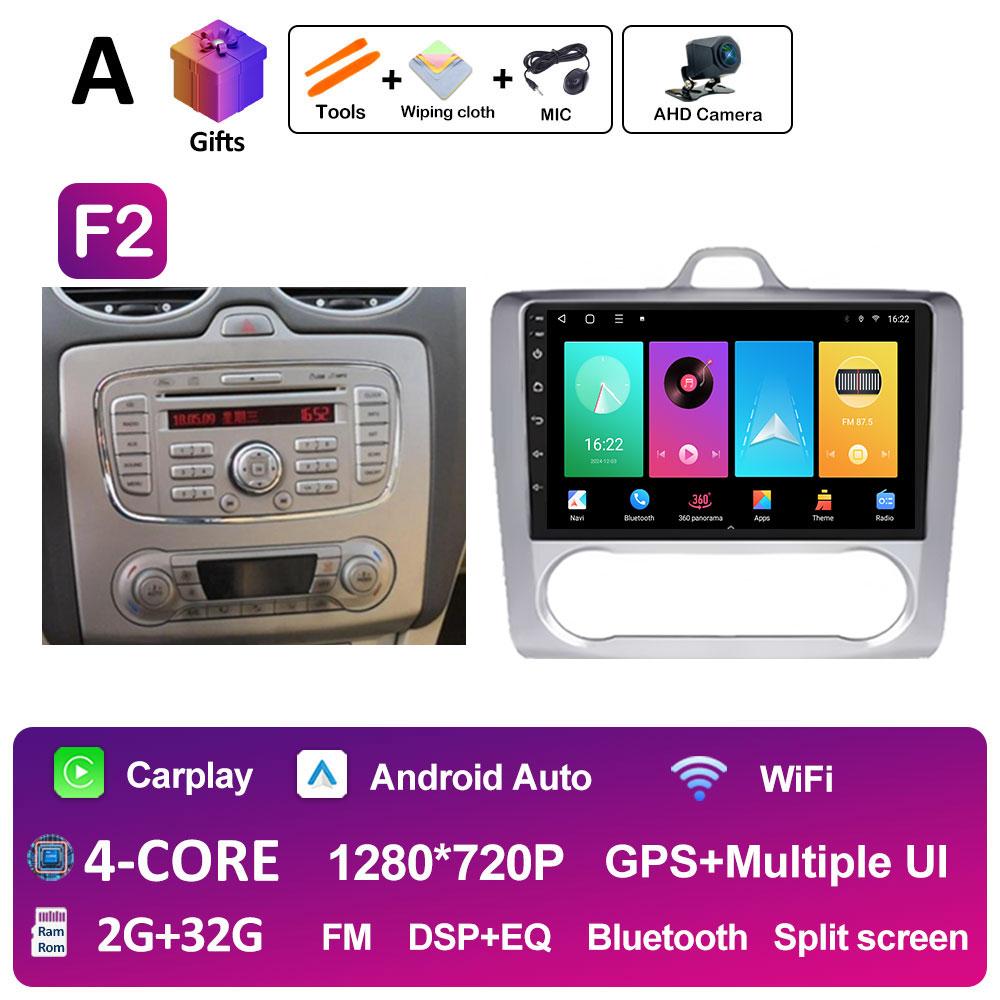 Car Video For Ford Focus 2 3 Mk2 Mk3 2004 2005 2006 2007 - 2011 Radio Player Wireless Carplay Android Auto Touch Screen No 2 Din