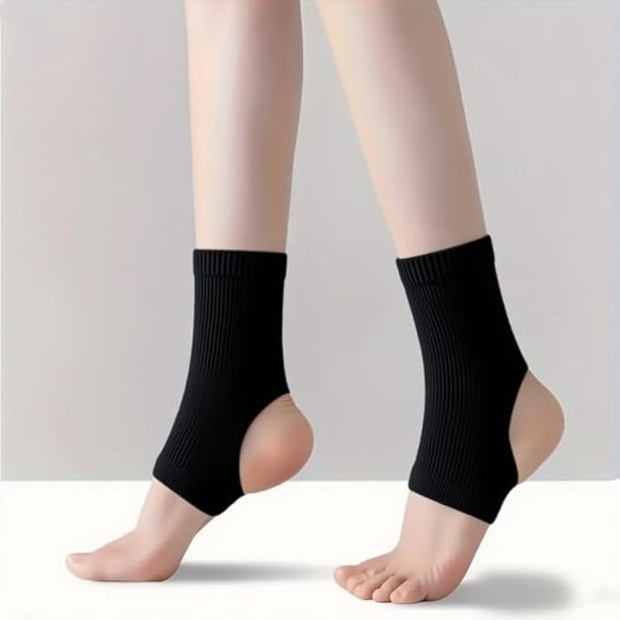 Compression Ankle Socks Breathable Moisture Wicking Yoga Socks Elastic Achilles Tendon Brace Latin Socks Exercise Ankle Pads чёрный