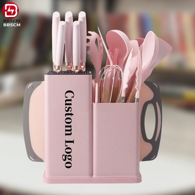 Kitchen Tool Kitchenware 19 Pieces Cooking Utensils Kitchen Knife Set Silicone Kitchen Utensils Set With Chopping Board