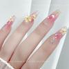 60pcs/bag Ice-clear Five-petal Flower Nail Art Accessories White Pink Flowers Gold and Silver Color Steel Beads