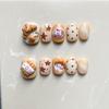 Hand-Painted Press-On Nails Short Square Cat Eye Design Cute Kawaii Style Wearable Nail Tips Women