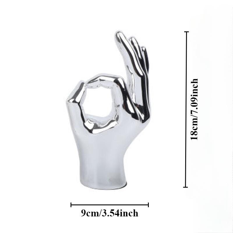 Nordic Creative Gold Silver Color Plating Finger Art Sculpture Abstract Gesture Statue Living Room Office Study Decorations