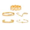 SHIXIN 5Pcs/Set Vintage Exaggerated Knot Irregular Open Geometric Wide Gold Color Stack Bracelets Women Daily Wear Jewelry Gifts