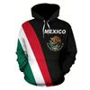 Unisex Hooded Sweatshirt With 3D Digital Print Mexican Flag Emblem Fleece-Lined Winter
