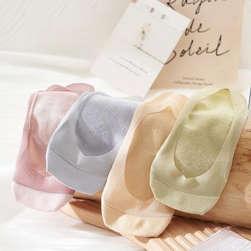 Women's Boat Socks Anti-slip Socks Mesh Invisible Socks for Women Spliced Cotton Sole Sweat Wicking Breathable Sweet Socks