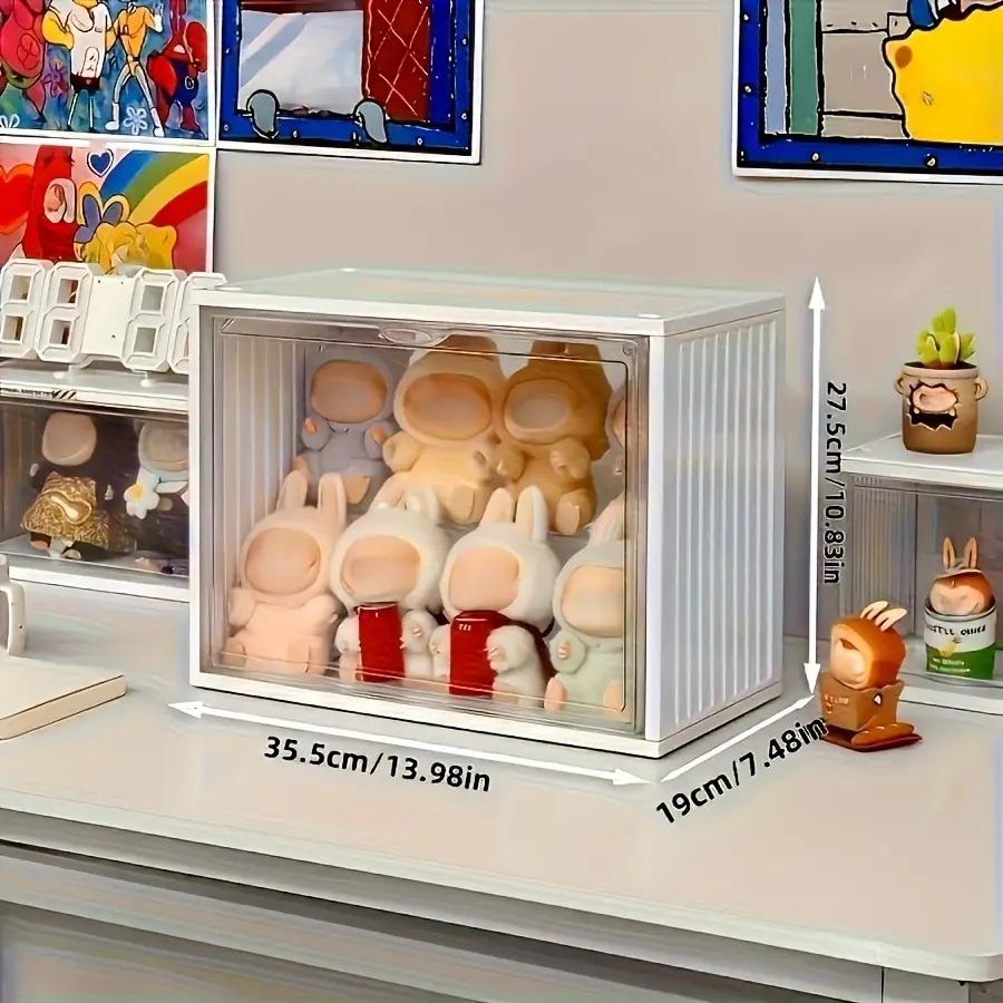 LABUBU Plush Toy Display Box Pendant Cute Doll Stand Cabinet Clear Storage Case Dust-Proof for Figurines Protective Shelf