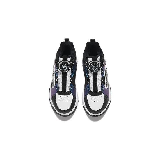 Anta Kids Warm Fleece Shock Absorbing Wear Resistant Low Top Basketball Shoes Kids Sneaker Black White Blue 312346928-2
