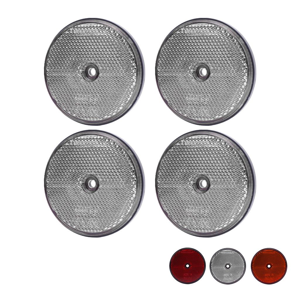 4 Pièces Réflecteurs de Sécurité Rouges Ronds 72 mm de Diamètre Réflecteurs de Sécurité avec Vis pour Boîtes aux Lettres Entrée de Garage Tunnels Poteaux Voitures Remorque