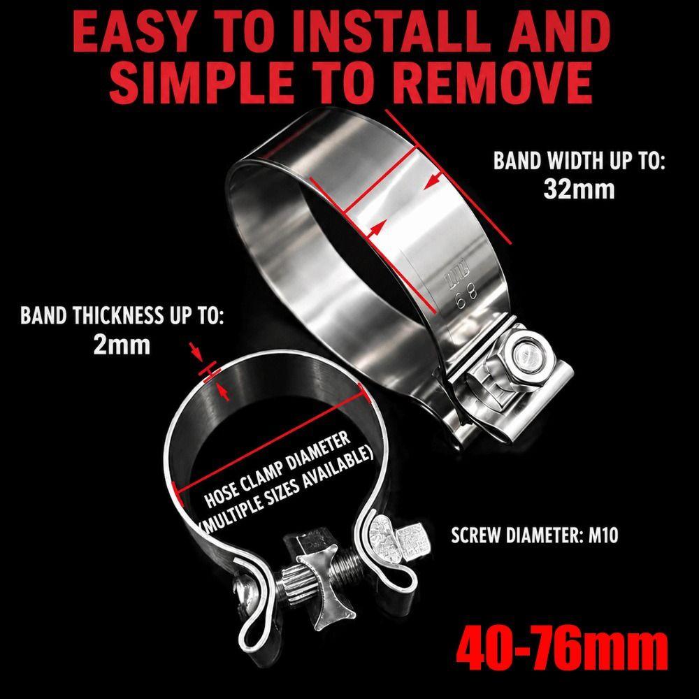 Stainless Steel Pipe Connection Hoop 40-76mm Steel Pipe Clamp Strong Hose Clamp