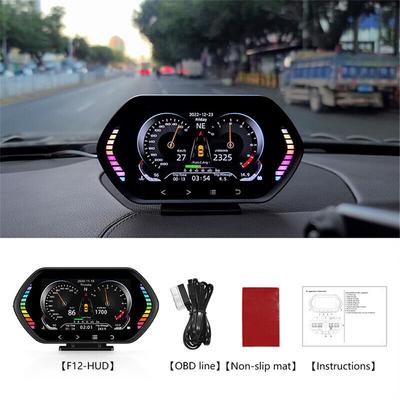 Çok Fonksiyonlu HD Gösterge F12 HUD OBD2 GPS Araba Ön Cam Baş Üstü Göstergesi Araba Hız Göstergesi Güvenlik Alarmı