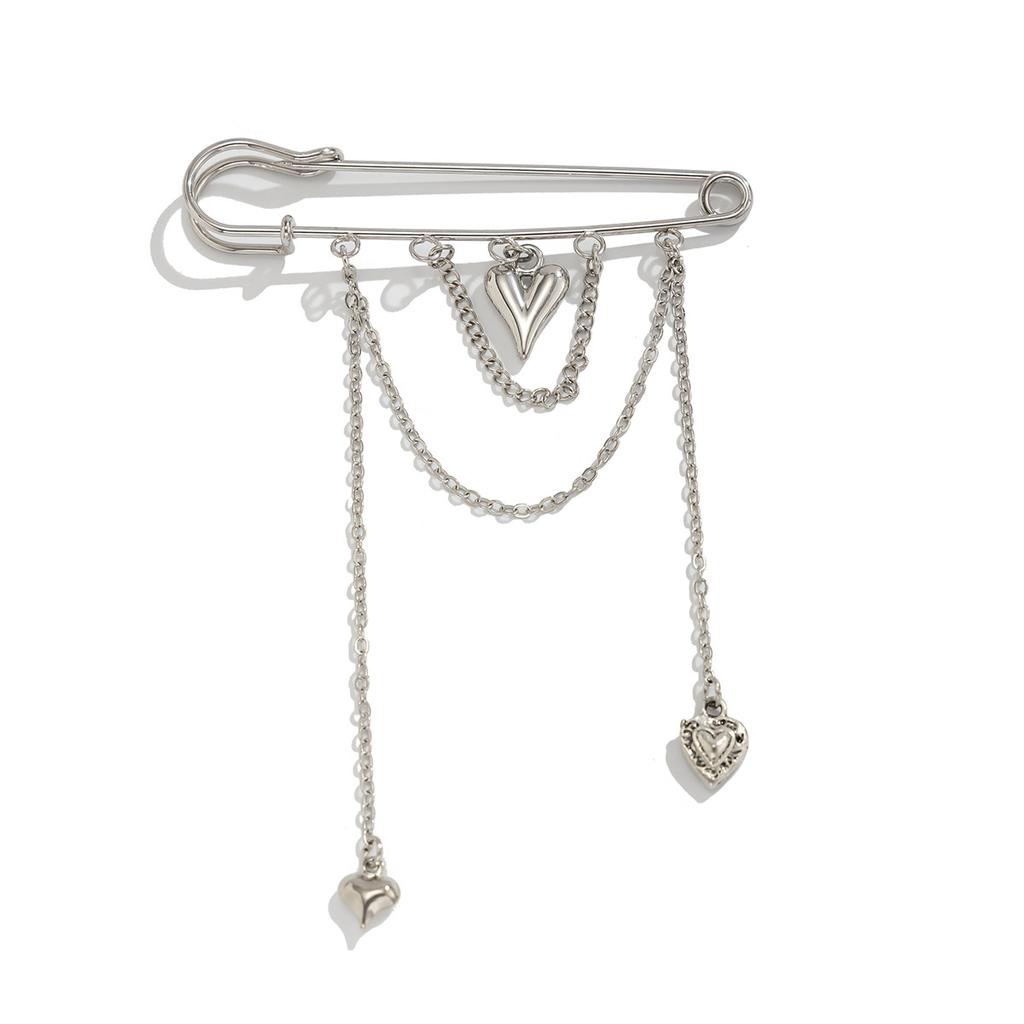 Design Love Heart Pendant Pants Anklet Decorative Shortening Pin, Wind Metal Chain Brooch