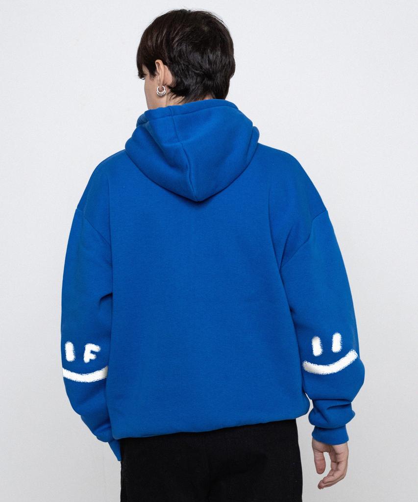 [Unisex] Elbow Spray Smile Drawing Hoodie_Cobalt Blue