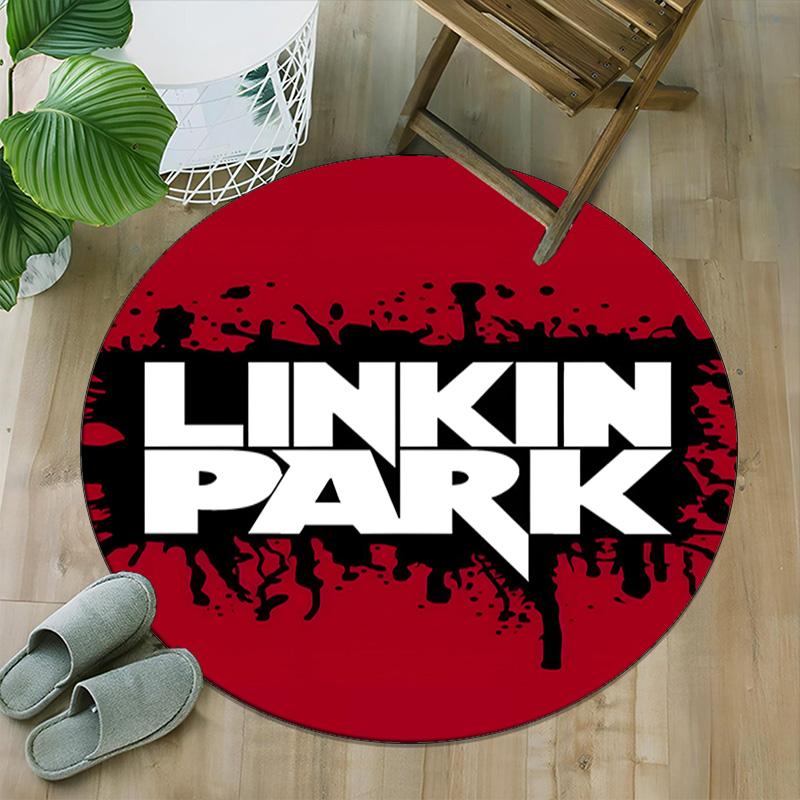 1pc Linkin Park3 Print Round Carpet Chair Round Carpet Suitable for Bedroom Living Room Home Decorative Carpet