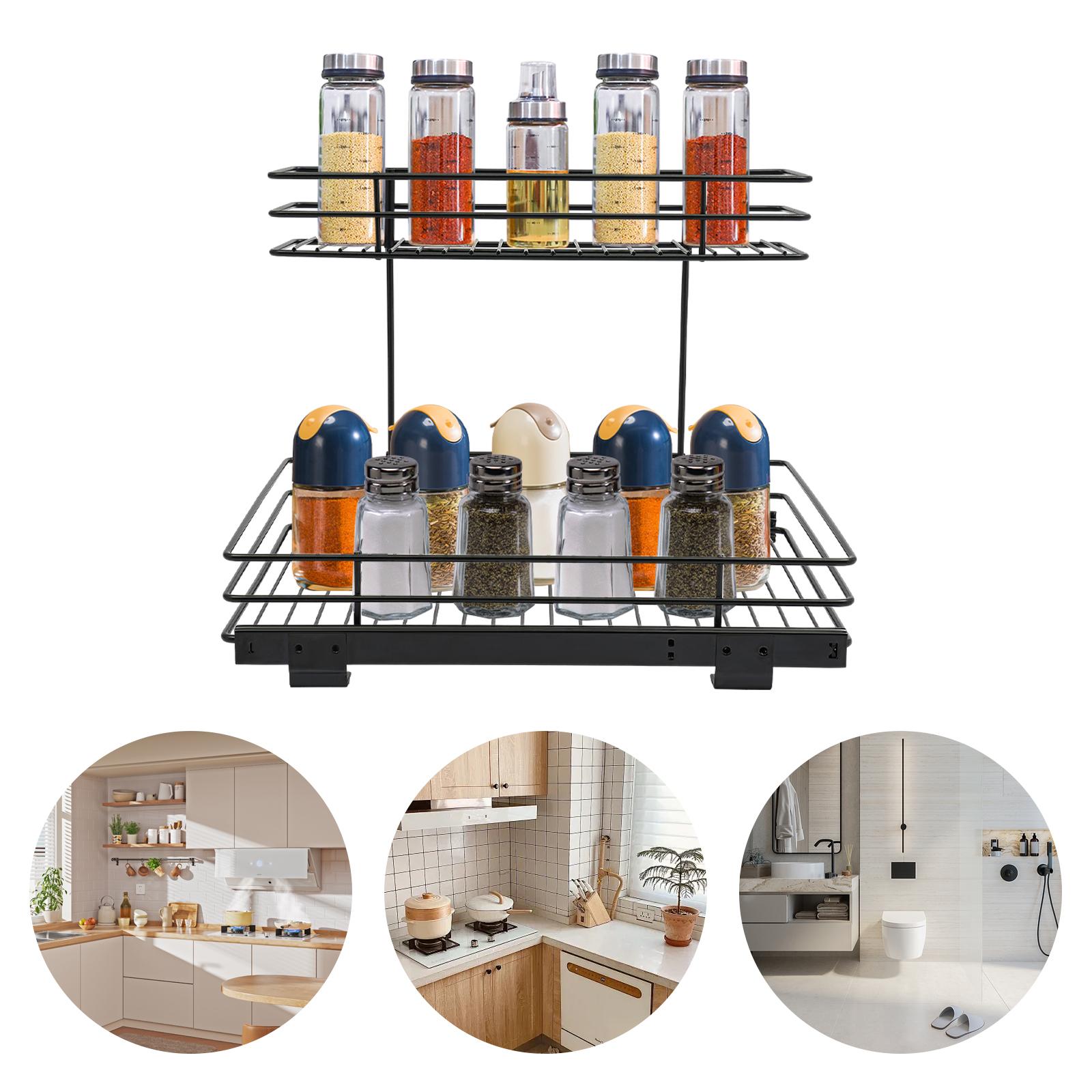 

2 Tiers Under Iron Sink Organizer,Black/Silver Pull Out Cabinet Organizer In the Cabinet 71*32*33cm for Storing Kitchen Utensils 2-tier чёрный