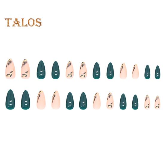 

1 комплект накладных ногтей, матовый зеленый лист, легко наносится, удаляется, минималистичный, сладкий, не ломается, накладные ногти для женщин поставляются темно-зеленого