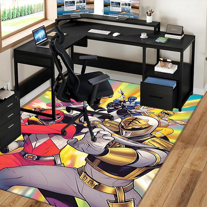 1pc Power Rangers Red Ranger Chair Mat - Anime Cartoon Design, Non-Slip Carpet for Office, Home Decor, Living Room, Bedroom, Game Room - Perfect Gift