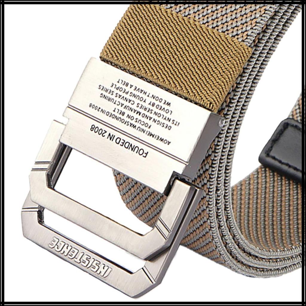 [White Fang] Belt Buckle Double Ring Casual Simple Commuting Fashion Alloy Men's BTA488 (Black)