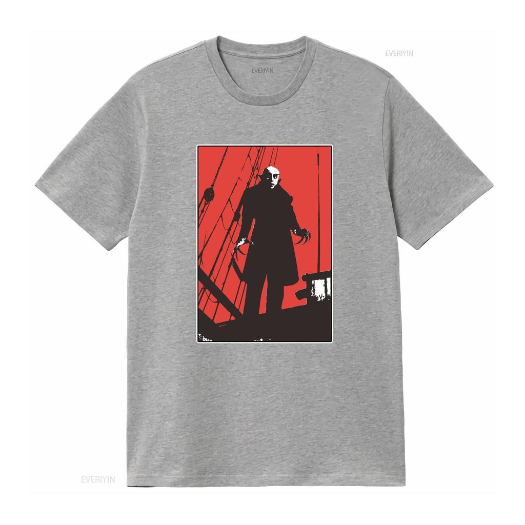 Nosferatu Red Classic Horror Film T Shirt Dracula Vintage Gothic Movie Poster Jersey Vintage Washed Fashion Versatile Casual