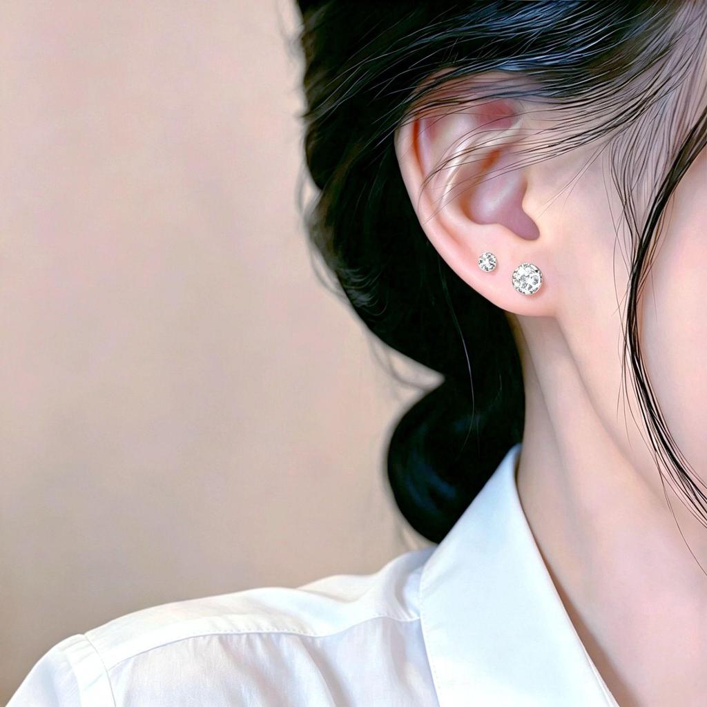 Exquisite Rhinestone Double-Head Screw Back Earrings - Light Luxury & Minimalist French Style for Women