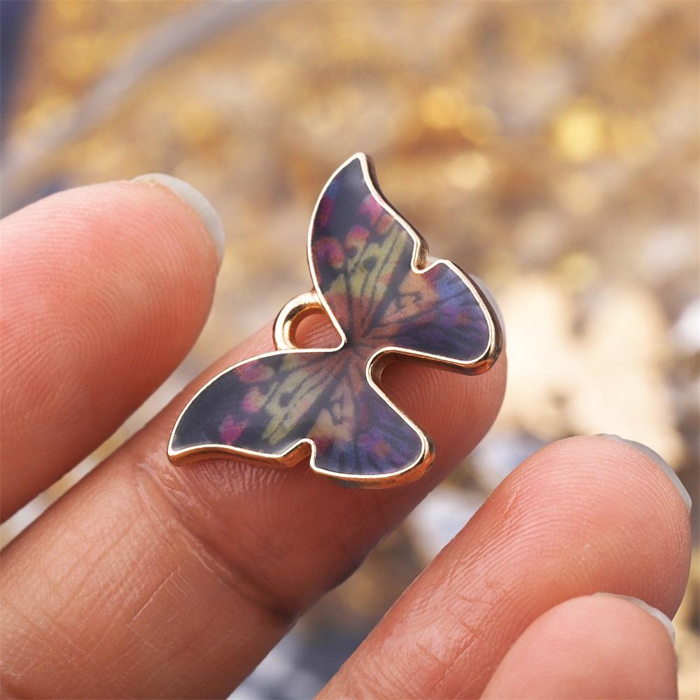 10pcs/lot Enamel Metal Colorful Butterfly Charms Pendant for DIY Necklace Bracelet Key Chain Jewelry Findings Making Accessories