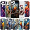 Animal Oil Painting Bird Cover Phone Case For iPhone 16 17 Air 15 14 Pro Max 16E Phone Case 13 Mini 12 11 7 SE 8 Print Pattern F