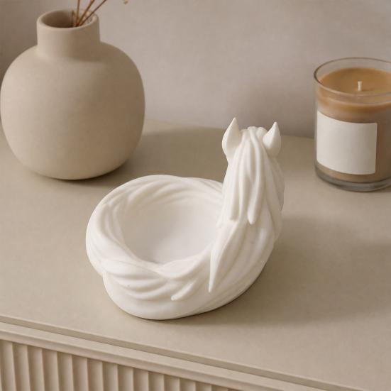 White Horse Key Bowl, 3D Printed Decorative Key Dish, Key Holder Bowl for Key And Jewelry Storage, Entrance Cabinet Desktop Organizer