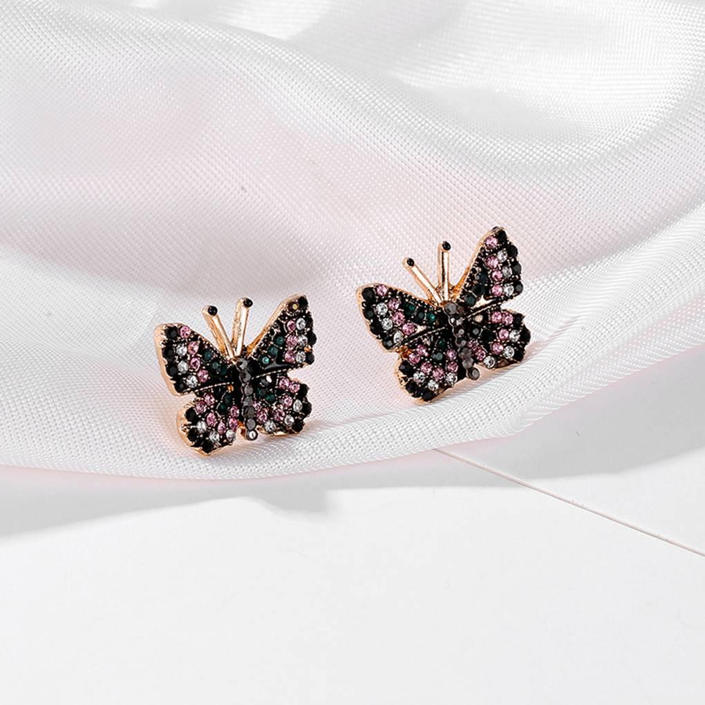 1 Pair Ethnic Women Rhinestones Butterfly Earrings Girl Crystal Ear Rings Evenning Party Prom Beach Ear Studs Fashion Accessory