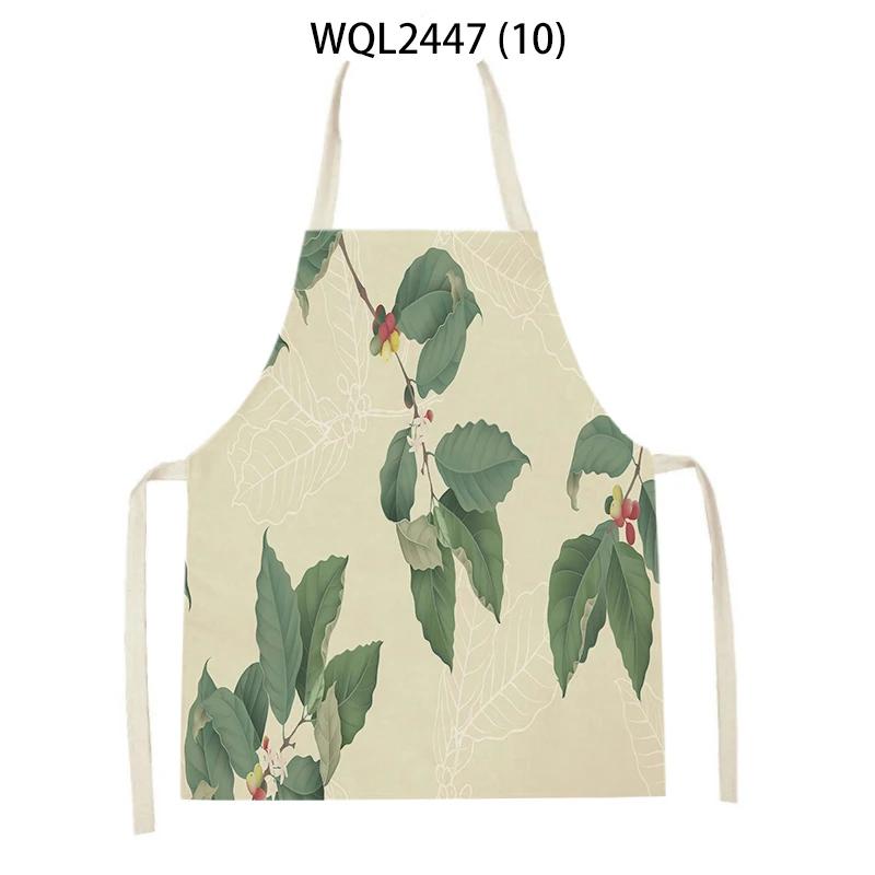 

Home Plant Flower Printed Linen Kitchen Apron for Women Home Cooking Baking Waist Bib House Accessories Cleaning Tool Aprons 47x38cm