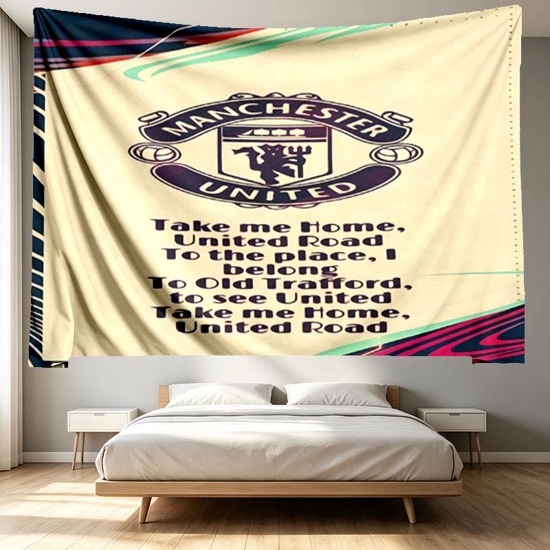 Manchester United F.C Print Tapestry - Portable Wall Decor Cloth, for Home, Dorm, Travel, Bedroom, Living Room - Ideal Birthday Housewarming Gift