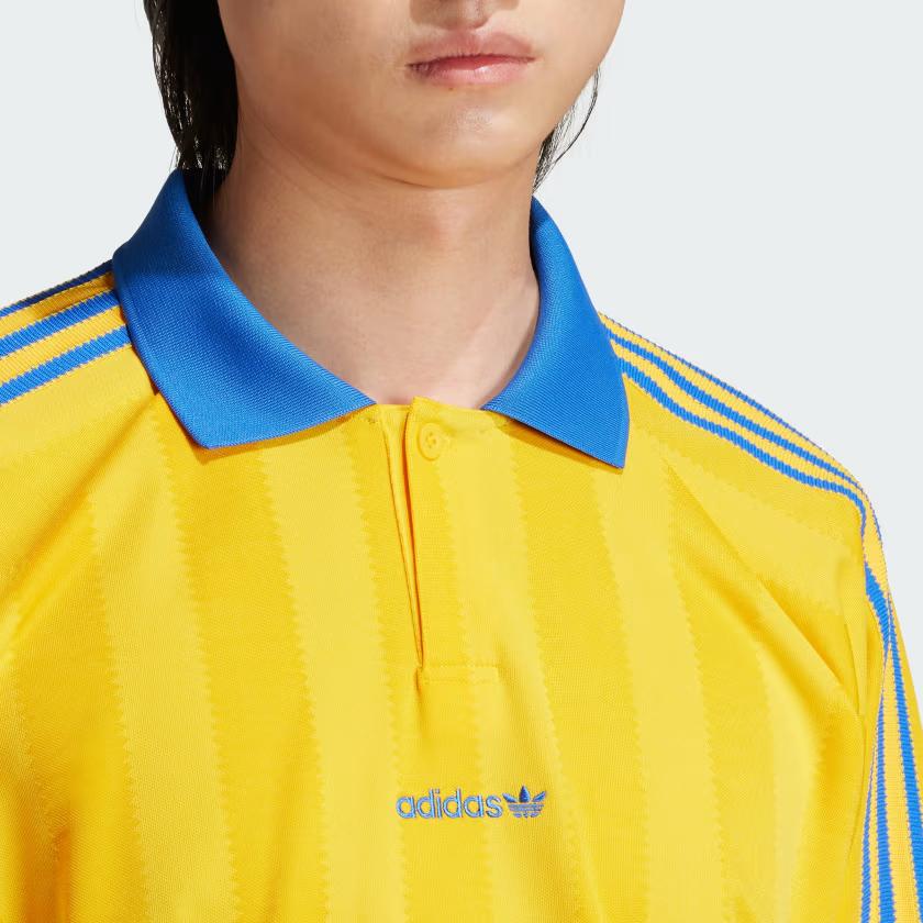 Adidas Loose Striped Jacquard Casual Long Sleeve Polo Shirt Men Tops Crew-Yellow IX9596