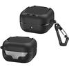 Samsung Galaxy Buds4 / Buds4 Pro Carbon Fiber Texture Case with Carabiner, Black