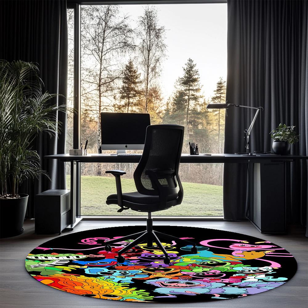 Huggy Wuggy Printed Round Rug Carpet Chair Rug Area Rug Entryway Doormats,for Office Chair Living Room Bedroom Kitchen Room.