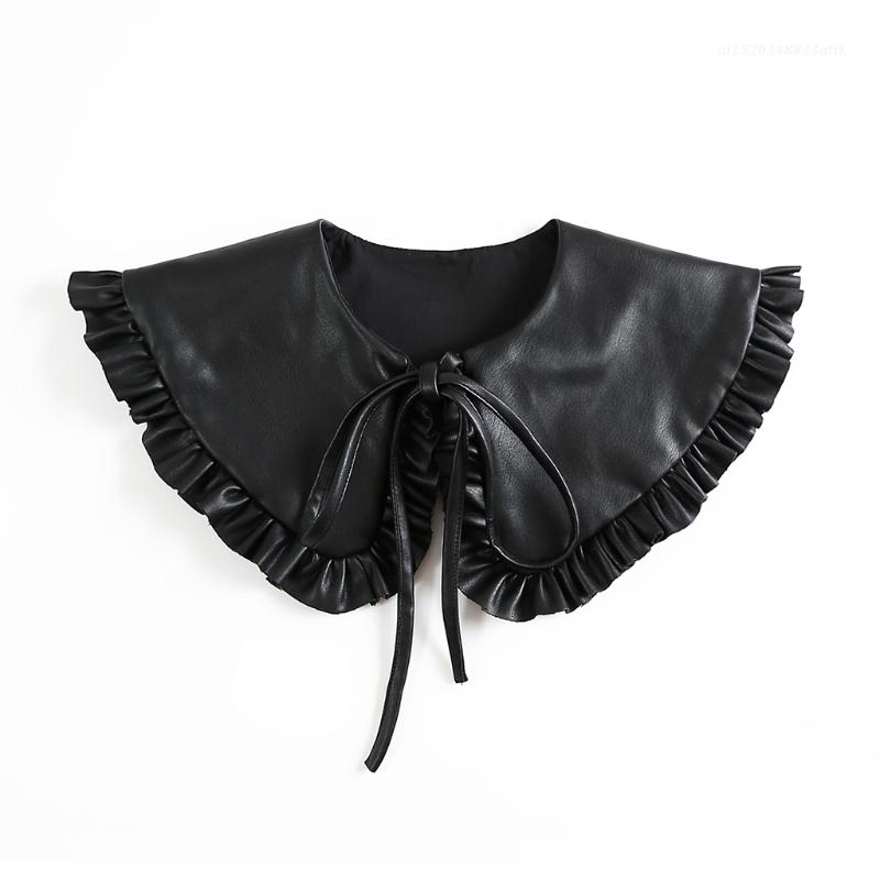 Women Thick False Collar Shawl Padded Quilted Plaid Texture Ruffles Necklace Scarf Winter Capelet Neck Cover Warmer