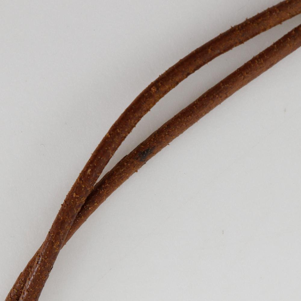 Hermes Bambus Halfter Halskette Silber/Braun Leder/metallisch 32g Damen Gebraucht