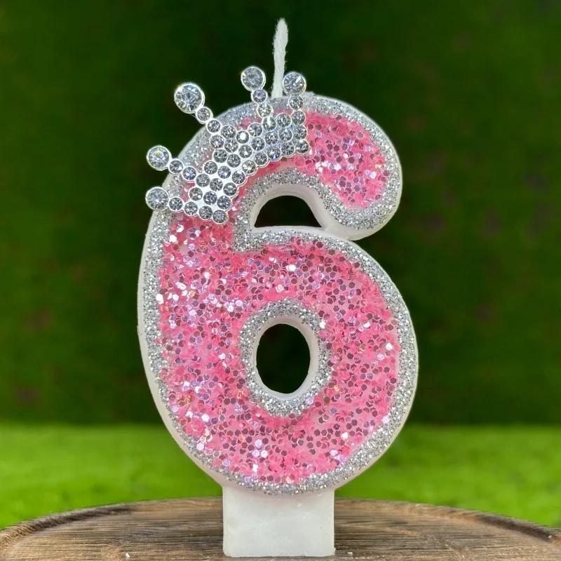 Pink Number Mini Candle Birthday Girls Party Supplies Elegant Decorative Candles Decoration For Beauty Salons Candle 4 Years