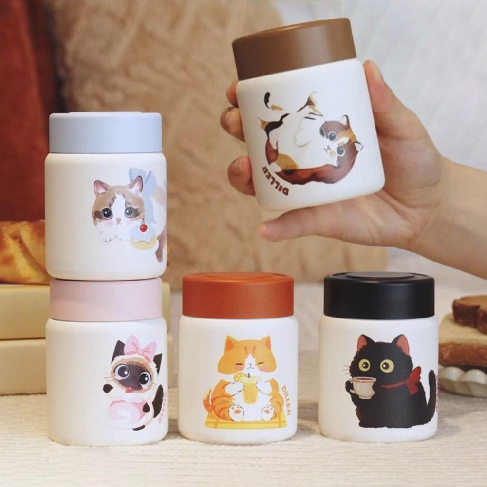 Leak Proof Thermal Cup 316 Stainless Steel Insulated Cup Cute Cat Vacuum Flask  Office