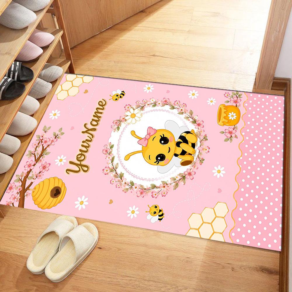 Biene Maja Customizable Name Floor Mat Perfect for Hallway Game Room Outdoor Living Rooms Antislip Carpet Office home decor Perfect Gift for Women/Men