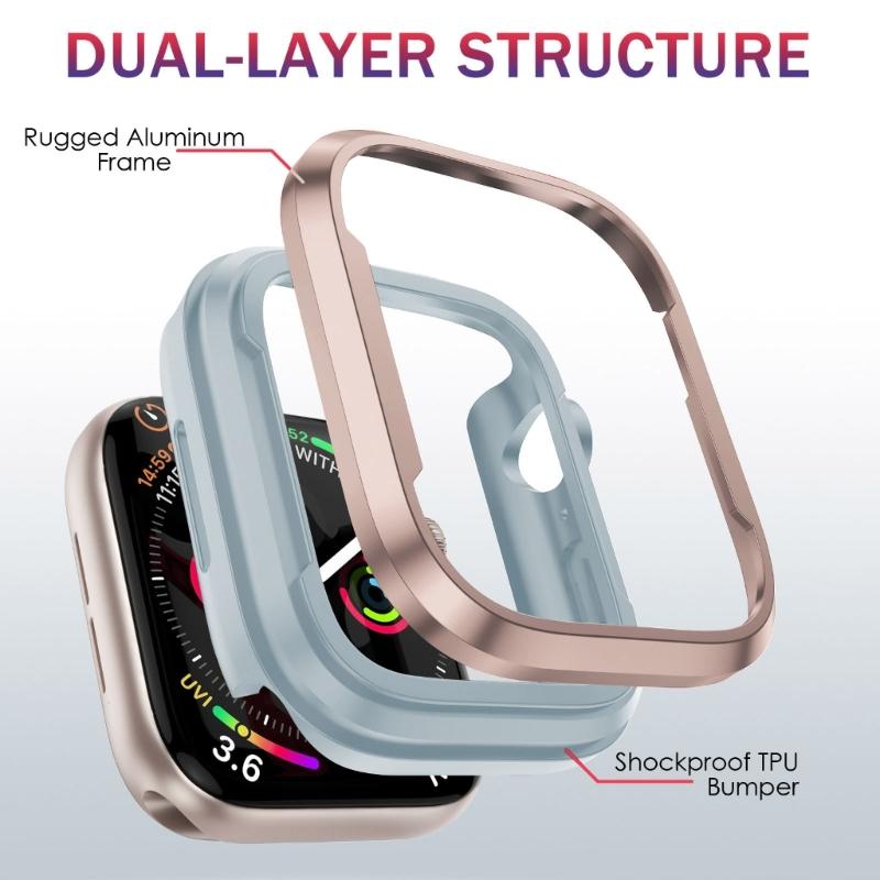 40/41/44/45mm Bumper Case Slim- Protective Cover Lightweight Aluminum & TPU Case Fitting for Watch S8/7/6/5/4/SE2