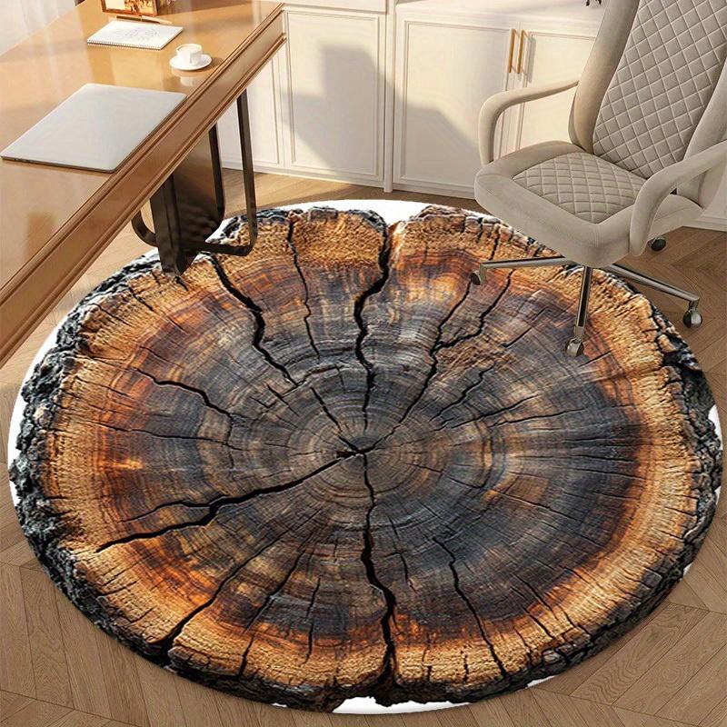 

Wood Texture Round Office Area Rug Chair Mat Non Slip Floor Mat Living Room Bedroom Decor Under Desk Floor Protector Diameter 60cm