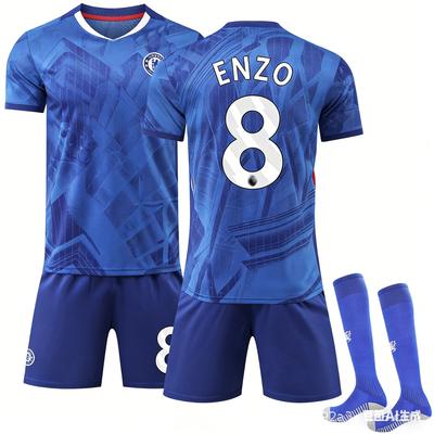 Nastolatki Dzieci Dorośli Personalizowane Nazwisko Zestawy Piłkarskie 2025-26 Chelsea Domowy #8 ENZO Sportowy Zestaw Koszulki Treningowej ze Skarpetkami
