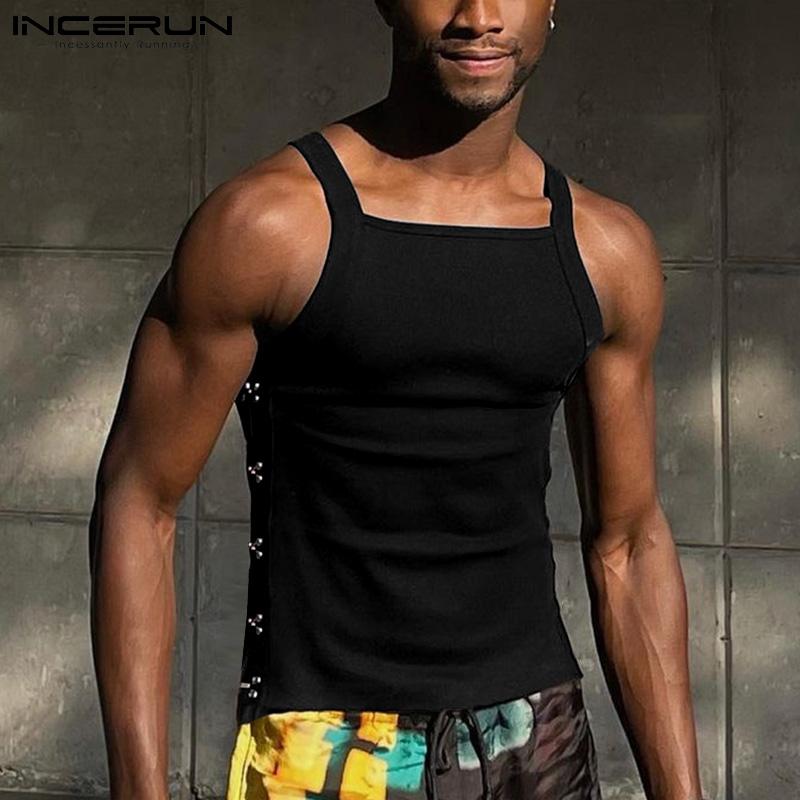 

INCERUN Мужская летняя одежда майка без рукавов Slim Fit сплошной цвет