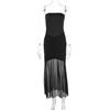 Spring Off-Shoulder Backless Maxi Dress For Women Gown Fashion Mesh Strapless Sleeveless Bodycon Long Dress Elegant