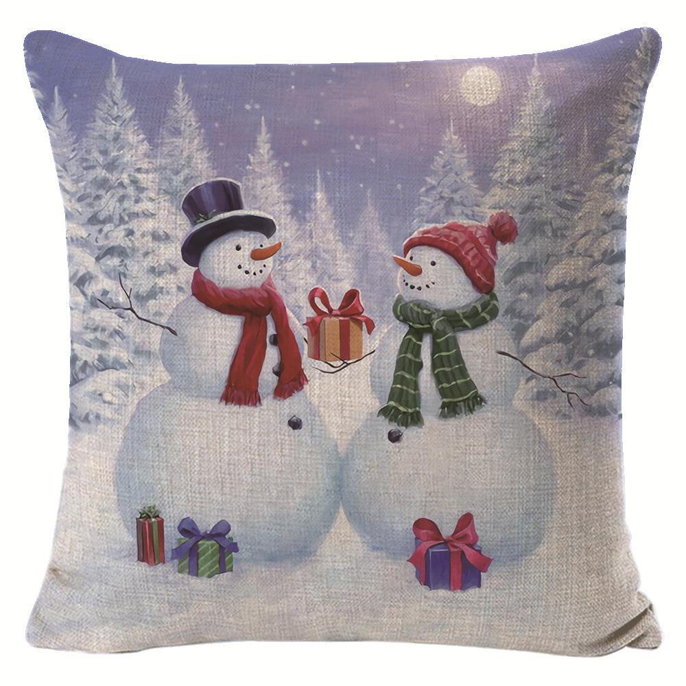 New Snowman Pillow Cover Christmas Print Decorative Cushion Cover Bedside Sofa Linen Pillow