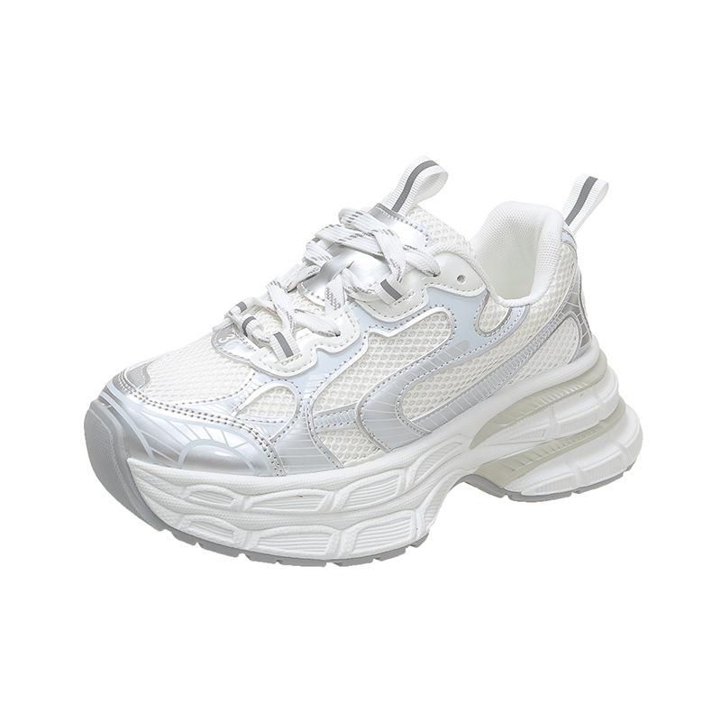 

Platform-soled dad shoes for women 2025 autumn new mesh breathable and comfortable sports and leisure fashion versatile height-increasing shoes tide 35 белый