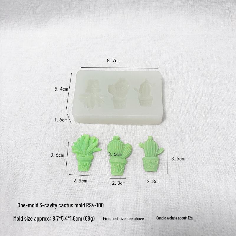 Cactus Scented Candle Mold for DIY Succulent, Plaster, Resin, and Fondant Crafting