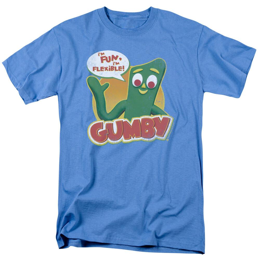 Gumby Fun Flexible Logo T Shirt Mens Licensed Classic TV Carolina Blue XL